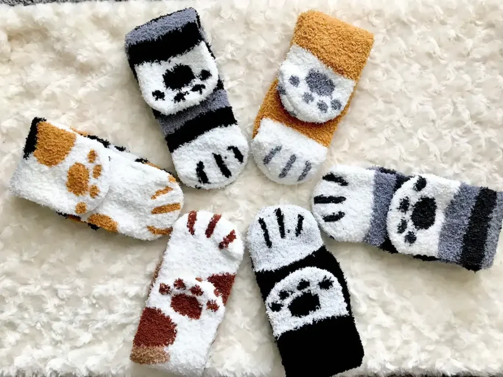 colorful cat paw socks gift for cat lovers