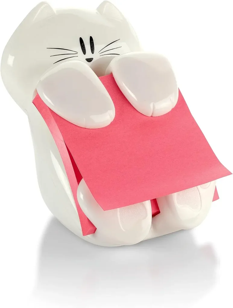 cute white cat themed post it pop up note dispenser gift for cat lovers