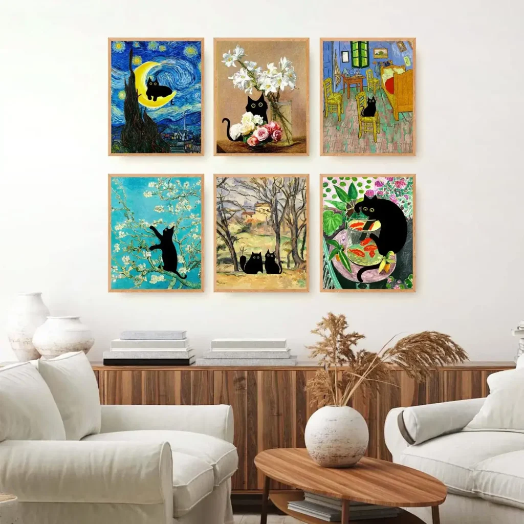 cat wall art paint gift idea for present