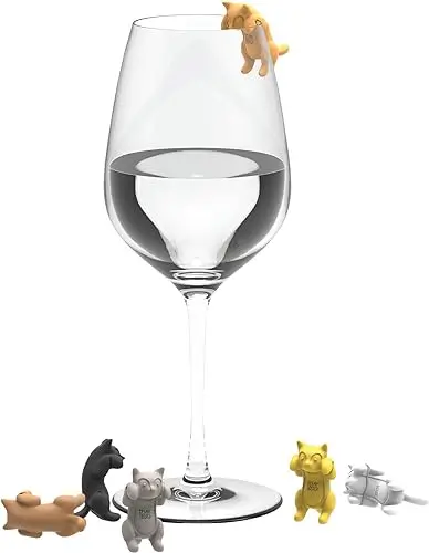 cute tiny cat wine glass markers gift idea for present