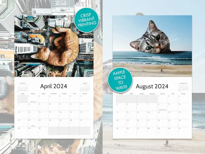 cat themed calendar gift for cat lovers