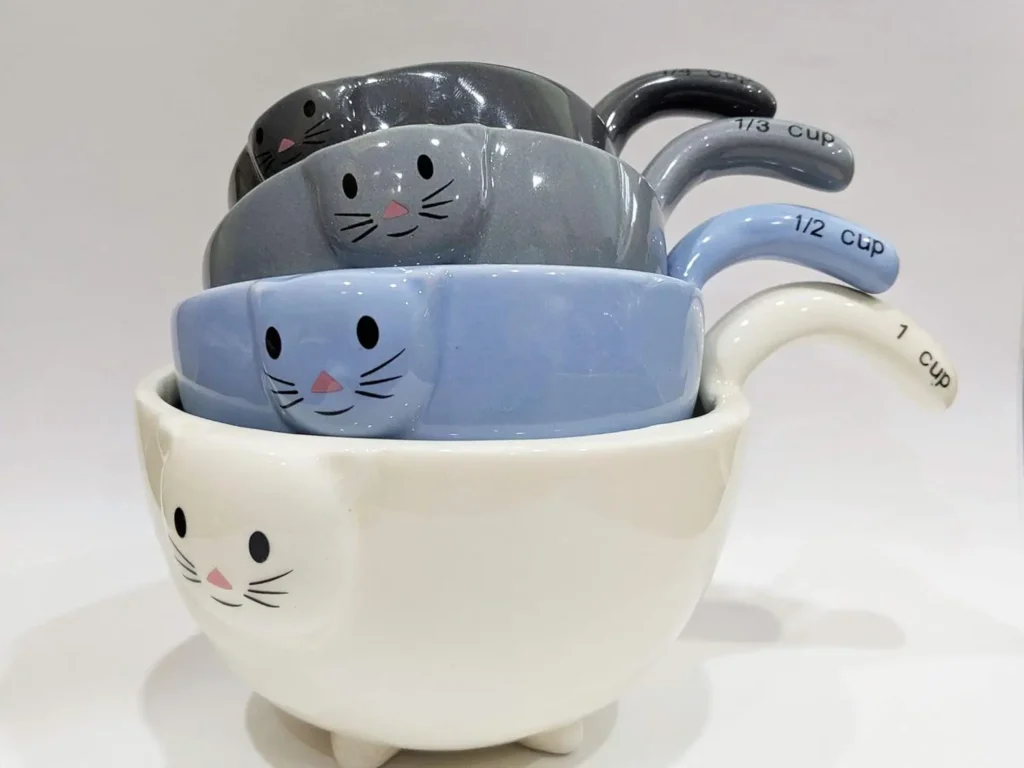 colorful cute ceramic cat measuring cups gift idea for cat lovers