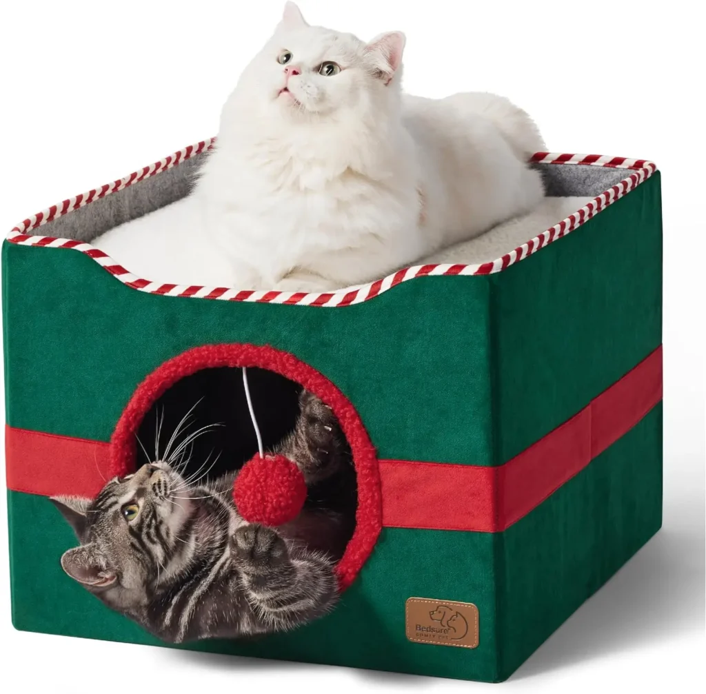 christmas themed cat bed