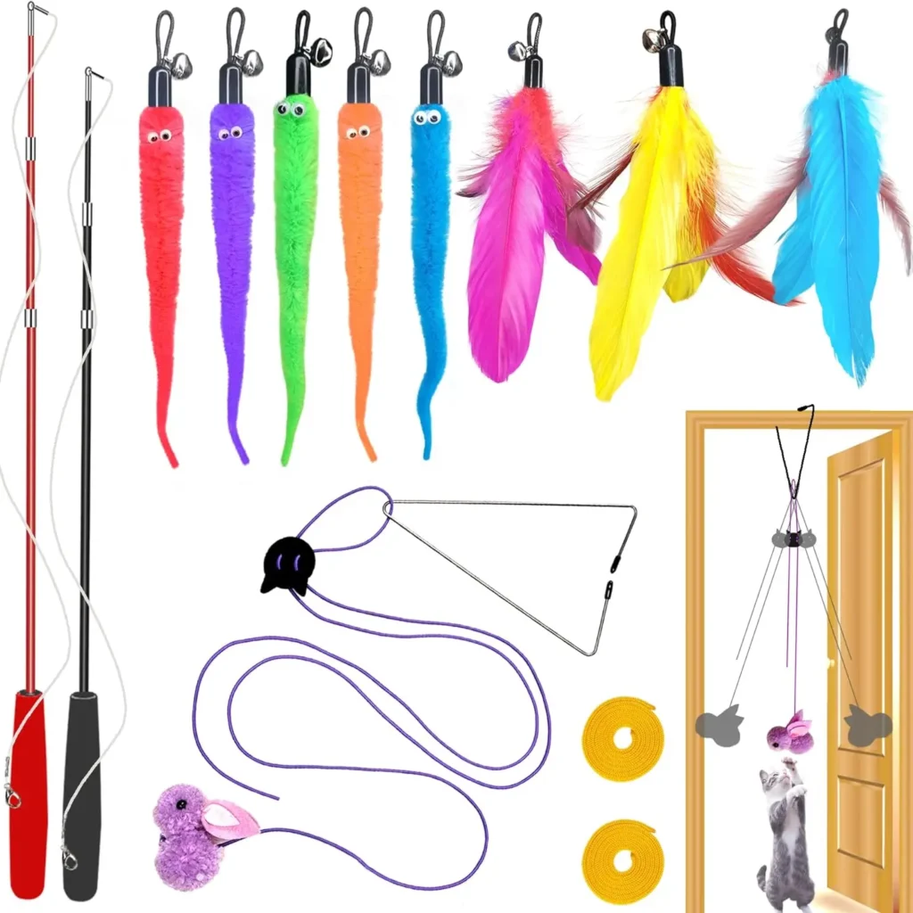 many colorful cat toys, gift for cat