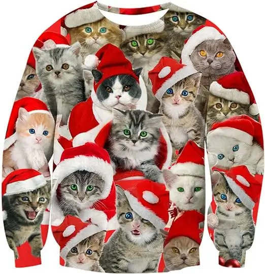 cat printed sweatshirt for Cat Christmas Gifts