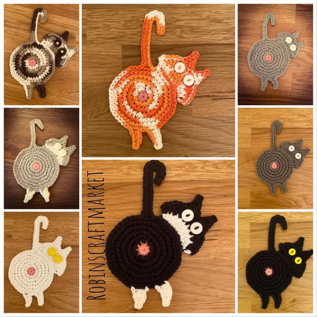 cute cat butt coasters