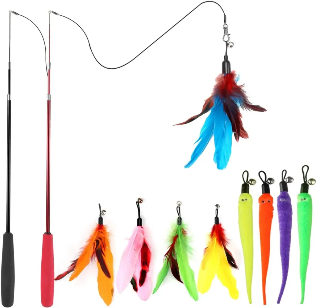 colorful fishing pole toys for cat gift