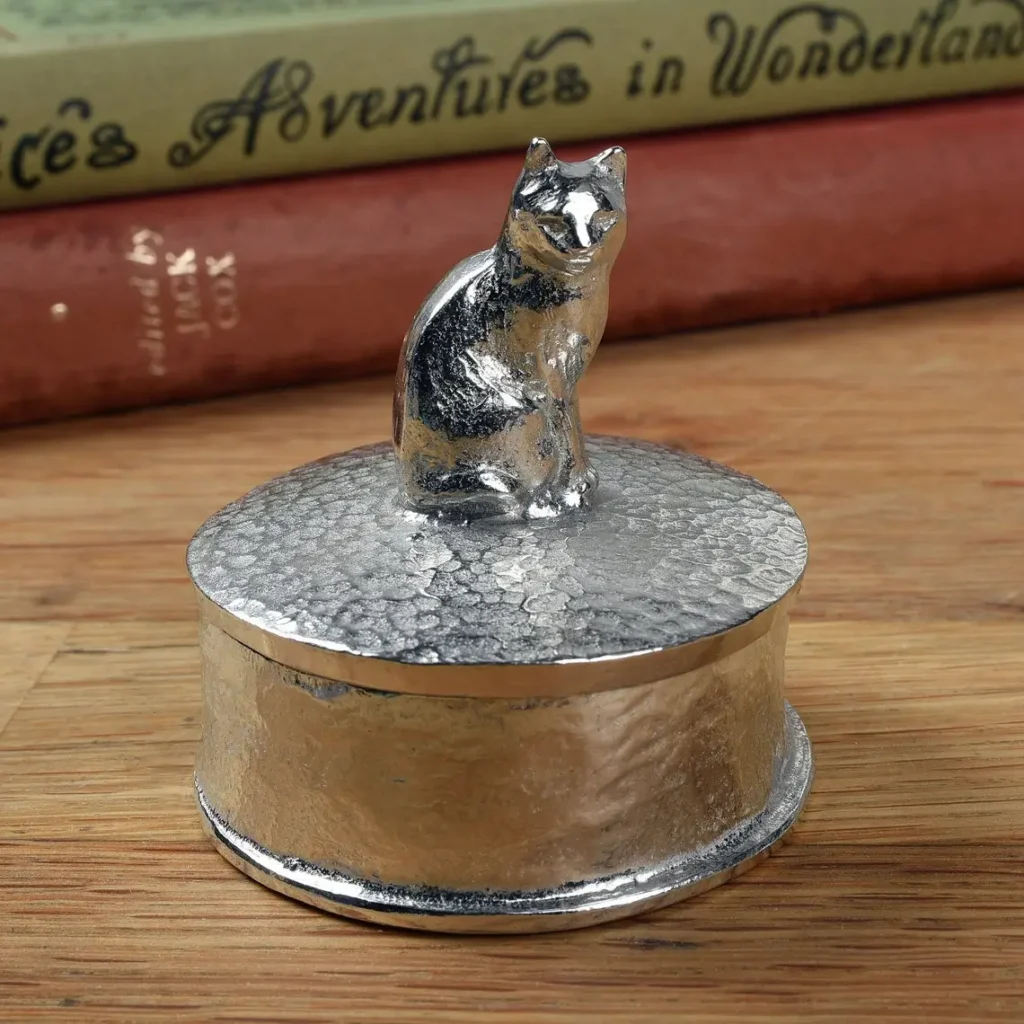 gray color personalised cat trinket box for cat gift idea