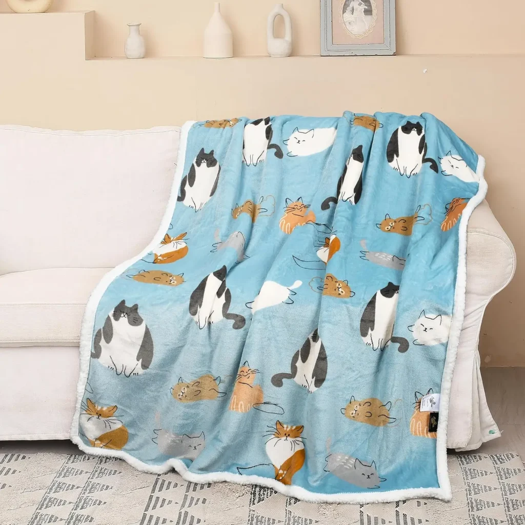 cat print blanket for cat mom gifts