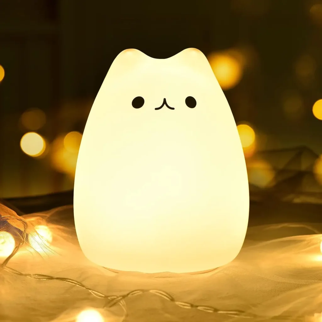 white cute cat night light for cat lovers