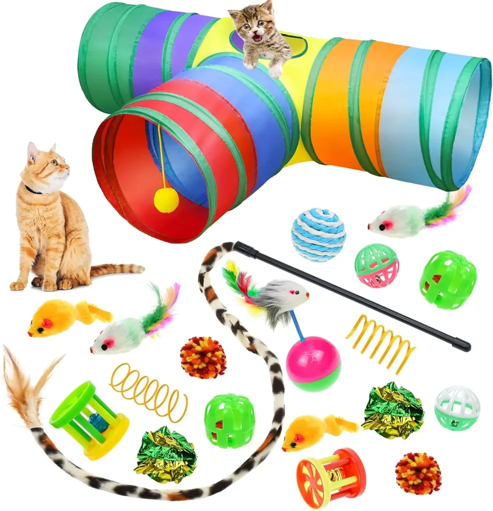 cat toys set with a cat for gift on amazon