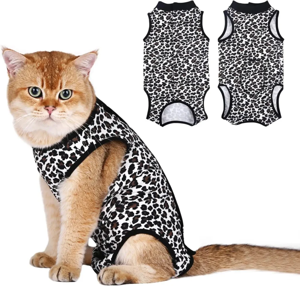 black and white cat surgery suit