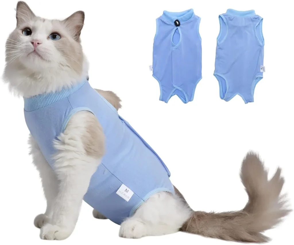 blue cute cat recovery suit