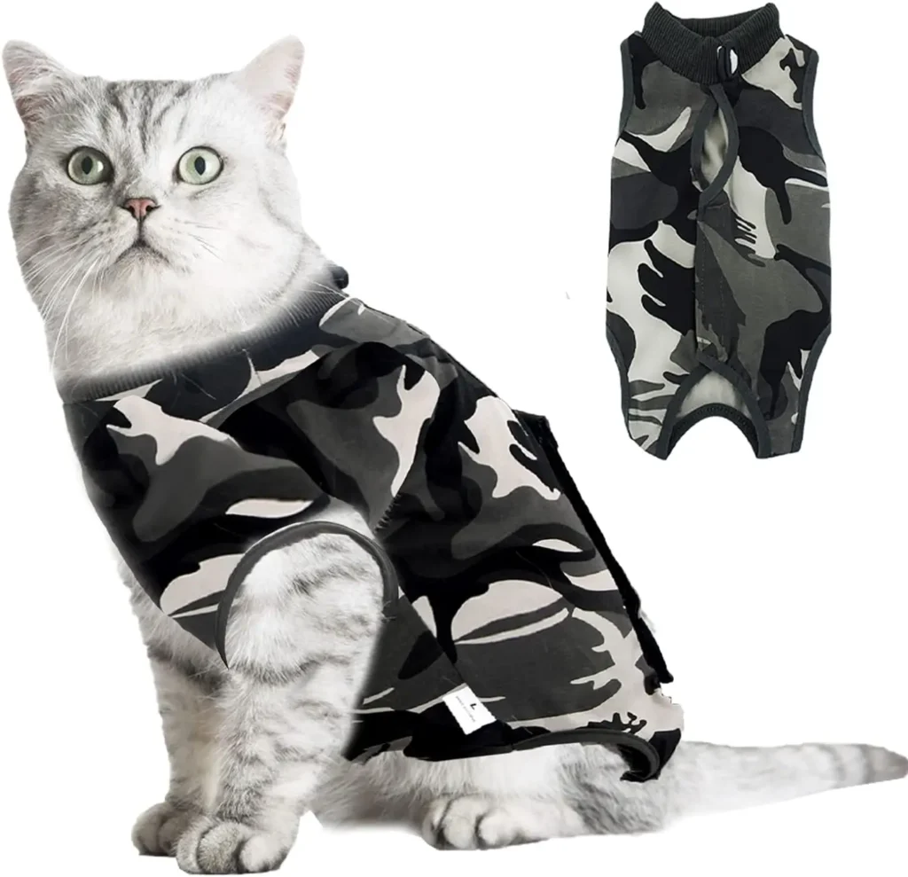 gray black cat recovery suit