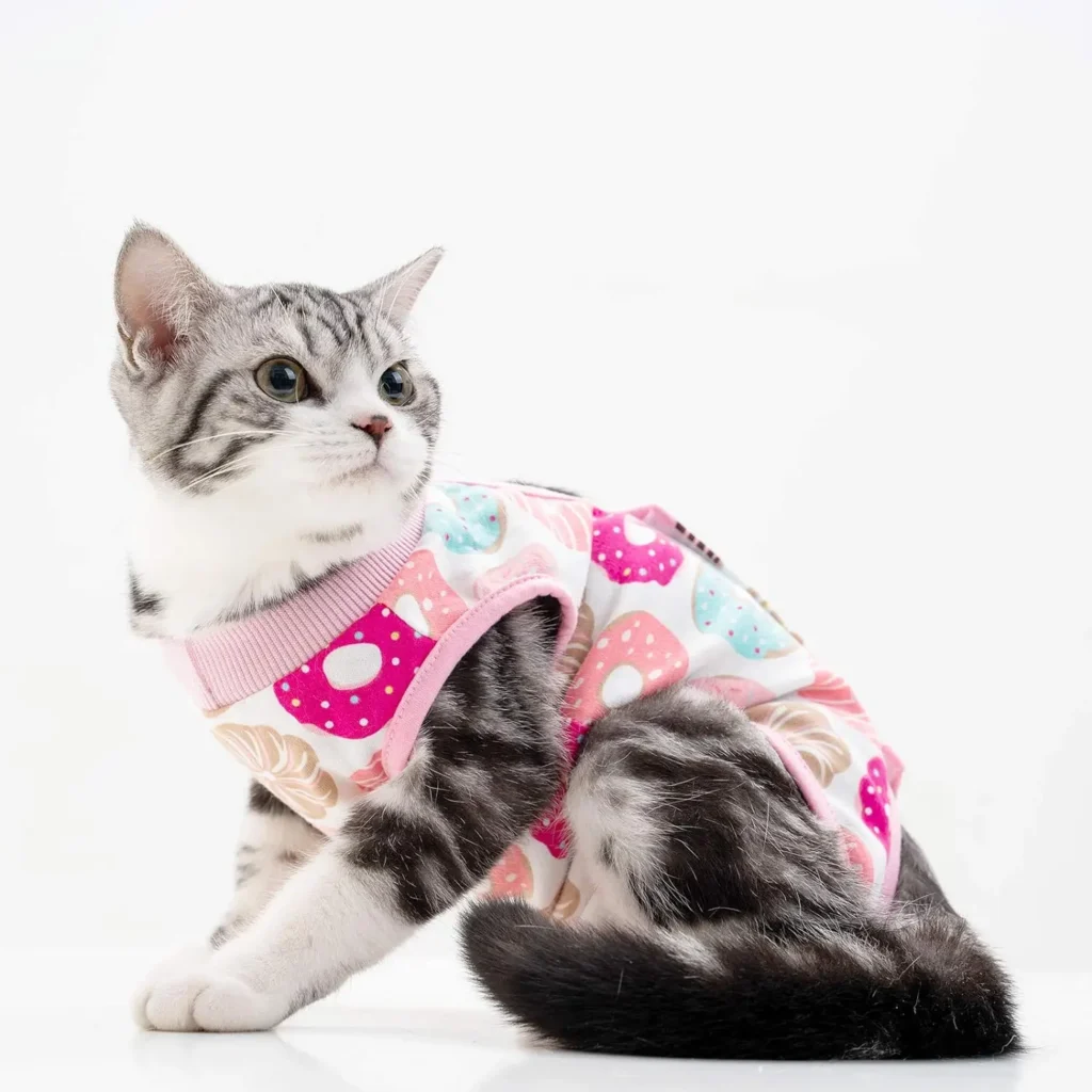 cute pink cat recovery suit