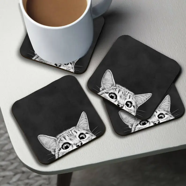 cat themed coaster cat gift